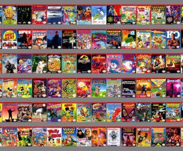 NES boxes with red banners