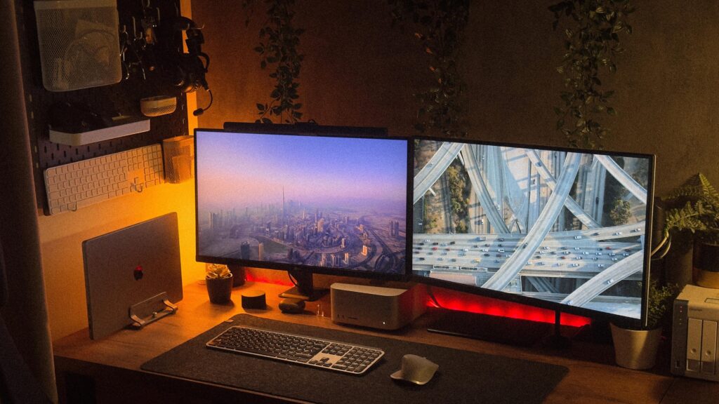 My updated cozy setup with Apple Mac Studio and Macbook Pro