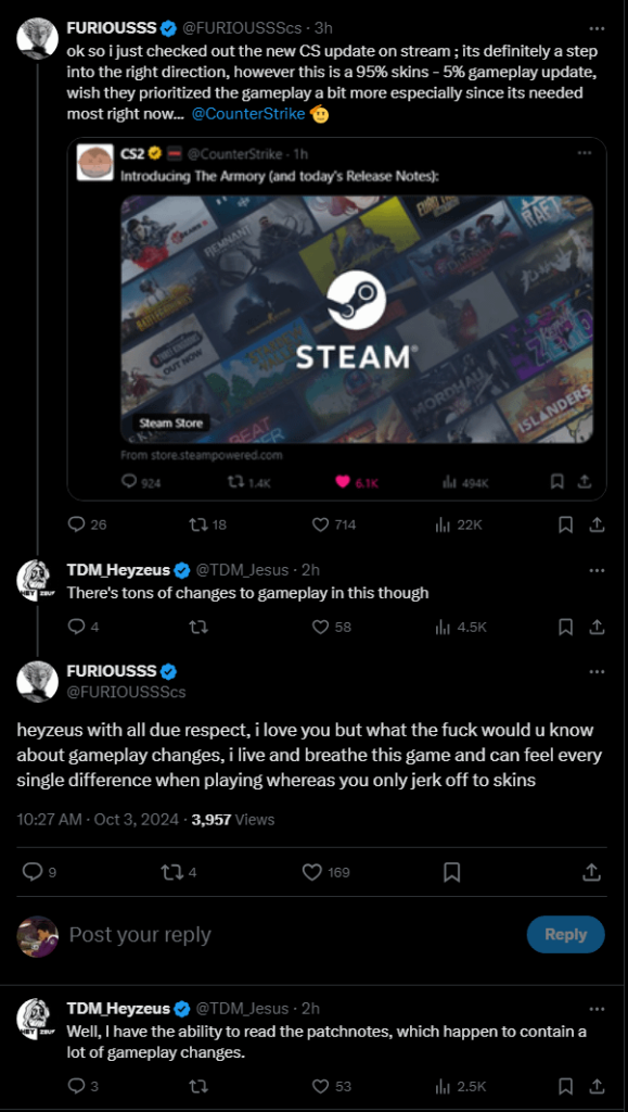 FURIOUSSS (who actually plays the game) gives HeyZeus (a CS skin only ...