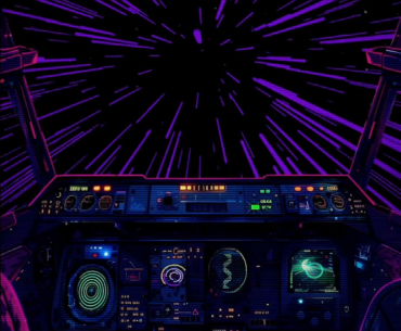 A back-to-the-future Cyberpunk styled cockpit/dashboard of a futuristic flying car - Live Wallpaper