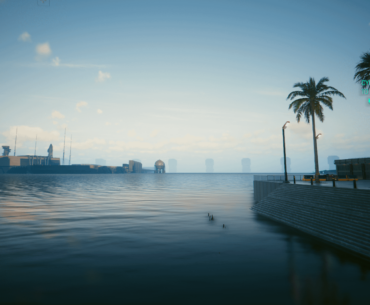 What are these building like things waaayy over there at the horizon on the sea?