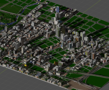 A 3,000x2000 block render of Southside, Basin City. One of the regions in my Minecraft City.