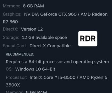 Red Dead Redemption on PC has higher system requirements than Red Dead Redemption 2