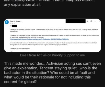 Would recommend you guys to send emails to XBox Studios, that’s where the game’s customer service is working now, the Activision customer service pretty much is outsourced already, so sending feedbacks there wouldn’t do anything