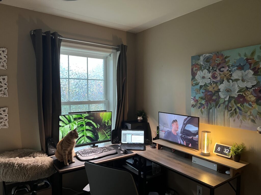 She’s ready to work while I get ready to game