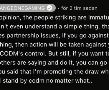 What are ya'll thoughts on one of CODM content creators response? 🤔