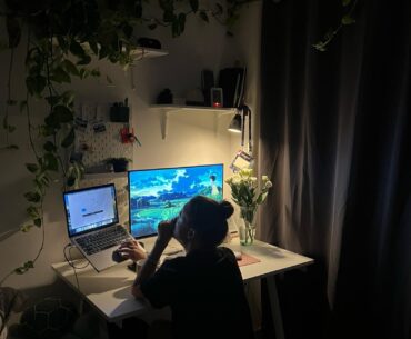 I set up a workspace for my wife while she was on a business trip.