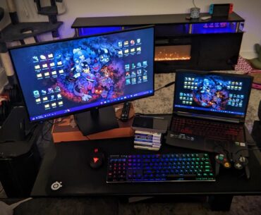 temporary coffee table battlestation before we move