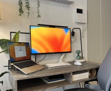 Simple space-efficient WFH setup I put together with my friend
