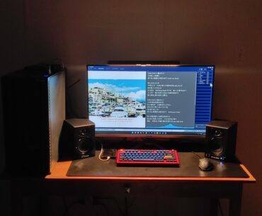 WIP after moving to a new house. After being stuck with the built-in speakers and dinky old computer speakers, I'm kinda in love with these cheap reference monitor speakers even if it's not at ear level and I'm in a less-than-organized, untreated room.