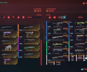 >Be V >Visit clothing vendor >Make them buy thousands of €$ of weapons and junk >Refuse to buy clothing >Leave