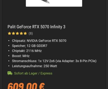 RTX 5070 are now dropped to €610 while RX 9070 cards cost €680