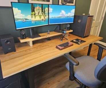 New solid elm wood desk finally arrived!