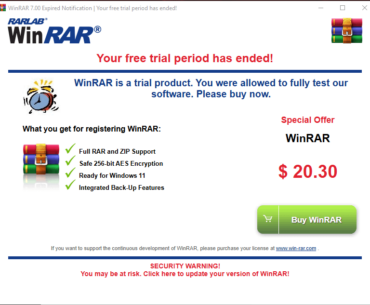 Day 2017 of using WinRAR for free. Today, it threatened me.
