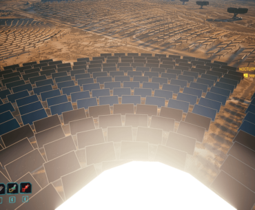 Here's a discrepancy in the game

The Solar farms, use solar panels, but they are pointed at a central tower like a mirror farm