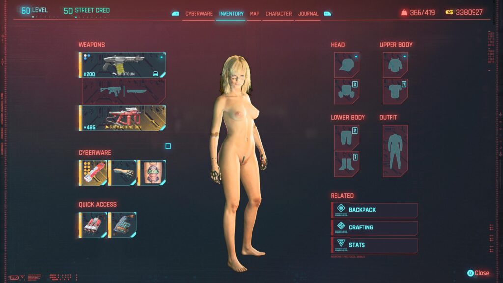 Doing missions in the buff by accident
