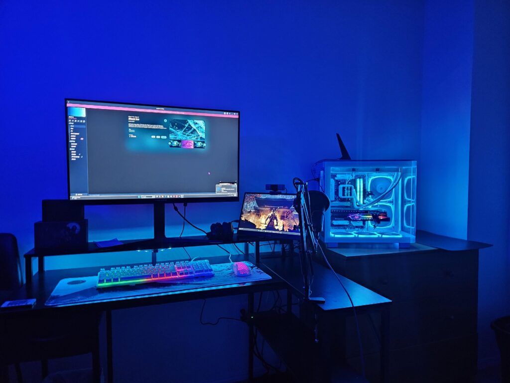 Work In Progress. As I get more equipment I hope to eventually be able to post in the Average Battlestations sub. 😂 It's uncluttered and quiet, and that's all I need.