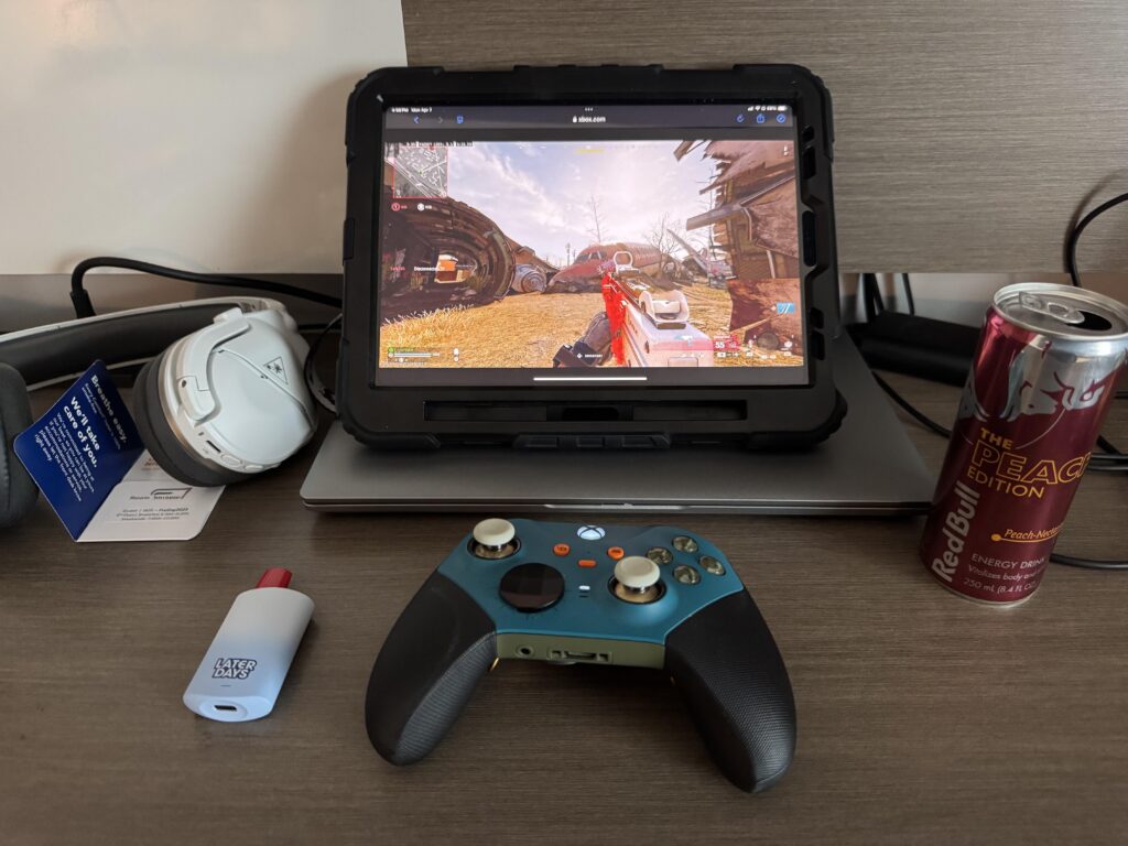 Landed in New Jersey for a work trip. hit the dispensary, ordered some take out and got warzone going through Xbox cloud gaming. Life’s not bad
