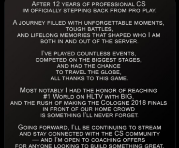 Tizian has retired from professional Counter-Strike