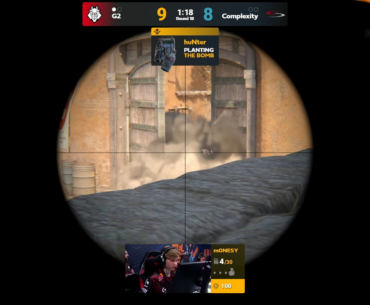 m0nesy plays peekaboo with a captured AWP to secure a force round win