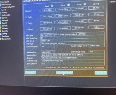 DDR5-7200 AIDA64 OC score