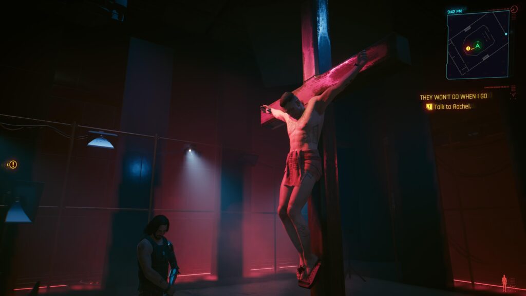 Wtf... I just nailed a man to a cross... I think that's enough Cyberpunk for the night...