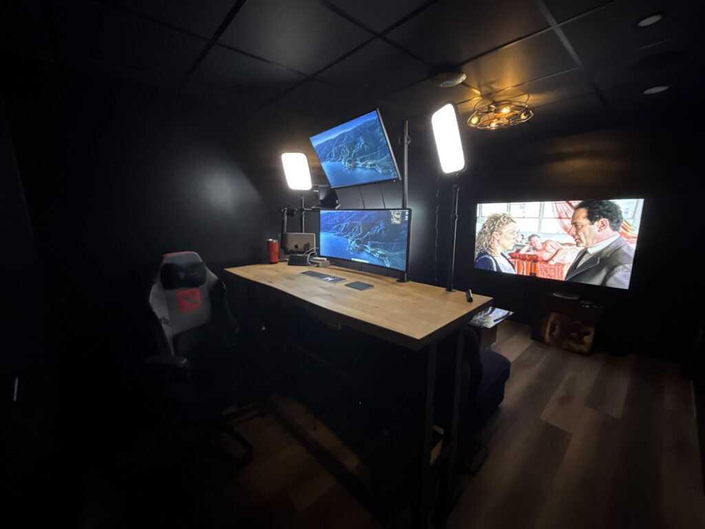 Finally was able to build a home office. Okay, my neighbor built it and I just handed him tools.