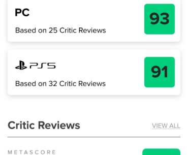 Claire Obscure Expedition 33 currently sitting between 91 and 93 after the review embargo lifted