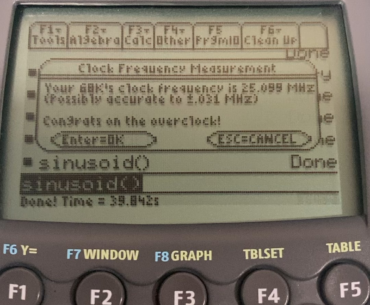 I overclocked my TI-89 Titanium from ~12.3 MHz to more than 25, now I can see 4-level grayscale dithered graphics at 5 SPF