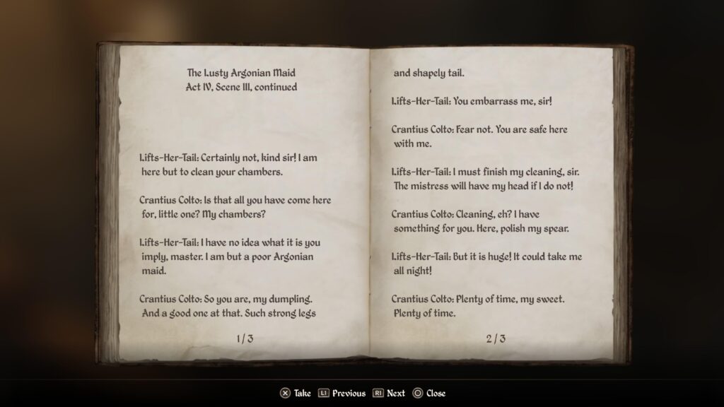 I am glad they made sure not to remove this classic piece of literature in the Oblivion Remake.
