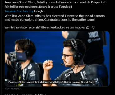 French President Emmanuel Macron congratulate Vitality on social media