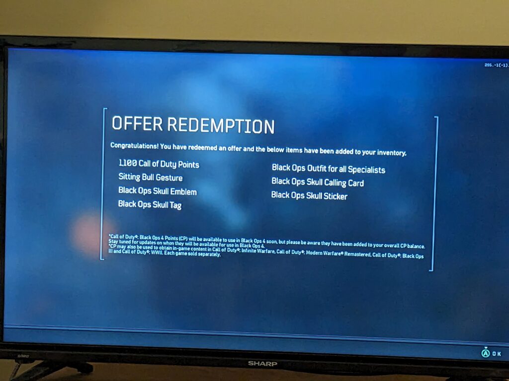 I bought the digital edition on Xbox and it says I'm supposed to have recieved 1100 Cod points but they're not showing up
