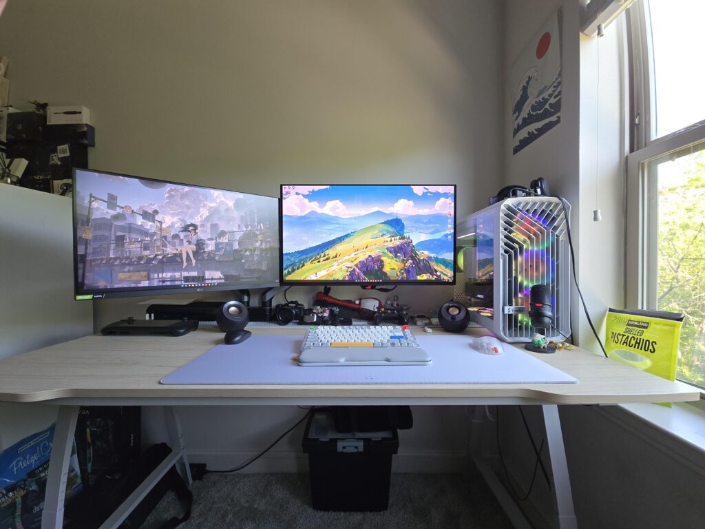 Got dual monitor arm mounts.