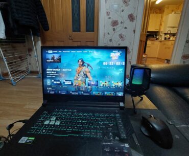 my old setup I had for 3 years, the sofa was caved in and split and I had to bend really far to use it. Nasty ass mousepad too.