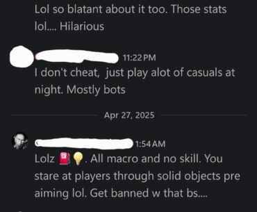 This guy is relentlessly thinking I cheat, lol.