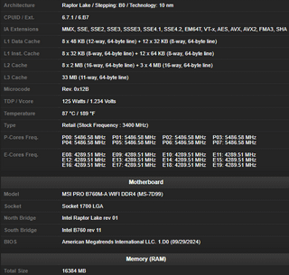 i7 14700kf scores on b760m