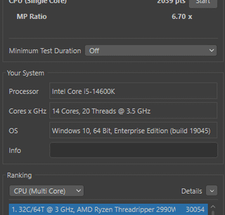 Very low scores on Cinebench R23 with 14600K