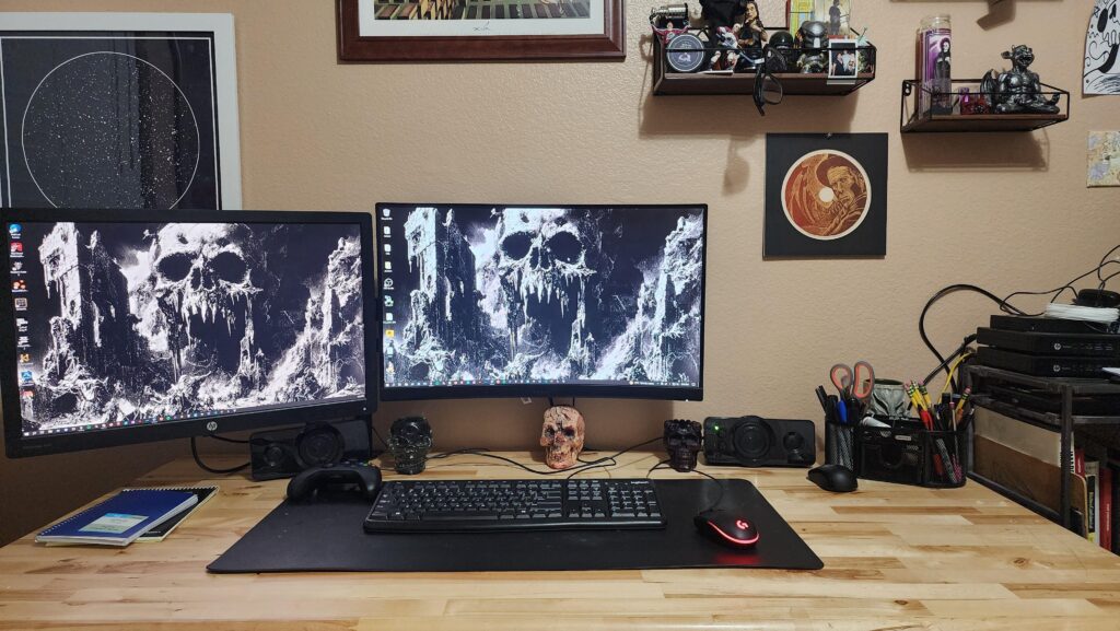 Office setup w/ a lil homelab. Speaker recs welcome