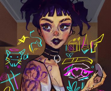 I wanted to have a more cyberpunk art style so I watched Love Death & Robots, But I fell inlove with this character instead