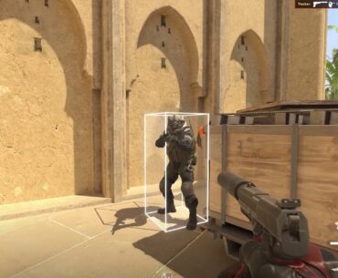 Yesber (Yprac map maker) demonstrating head (and its hitbox) flinch animation when shooting player arms