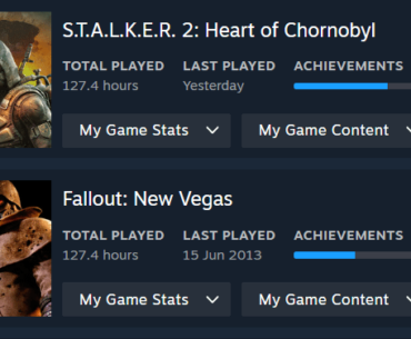 I checked my Steam overview and these two games (Fallout New Vegas and S.T.A.L.K.E.R. 2) aligned so perfectly!