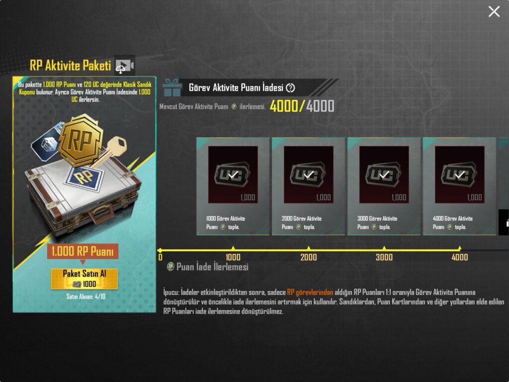 Buying Rp activity pack after level 100…