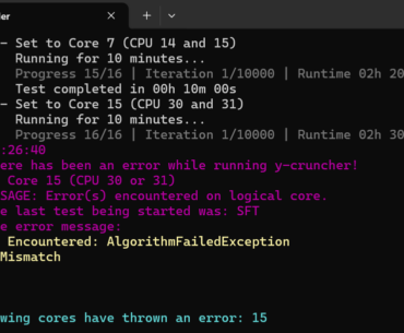 Corecycler error for 9950X3D undervolting