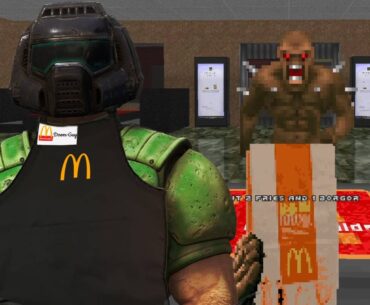 New DOOM mod curses Doom Guy to ‘put the fries in the bag’ in a Mars McDonalds where you serve demons food
