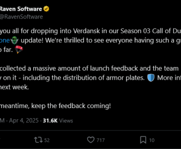 [Raven Software] We've collected a massive amount of launch feedback and the team is already on it - including the distribution of armor plates. 🛡️ More info to come next week.