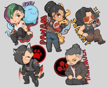 Judy, Panam, Silverhand, Oda & Takemura by Cassandra Zhou