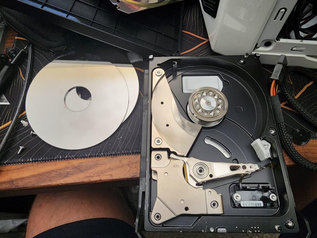 Recycling my old PC, cant steal my data if there are no platters (im sure theres a more practical way to solve this but i was bored and it seemed like fun)
