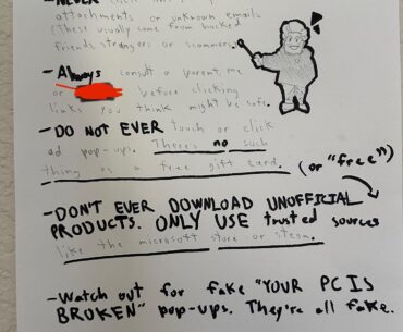 My lil bro just got his first pc. My other brother wrote/drew him a little reminder.