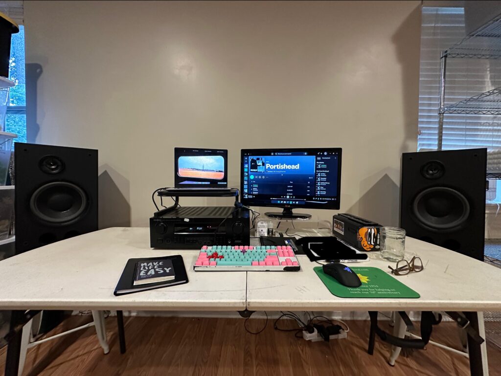 I bought the monitor, speakers, amp, HDMI & RCA cables and speaker wire today for a total of $86 now I’m set up!