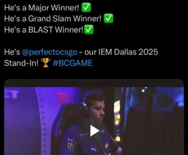 Perfecto to stand in for jkaem at IEM Dallas